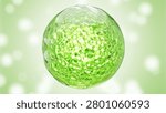 green ingredient molecule encapsulating dense bioactive compounds for cica skincare and soothing serum product. 3D render