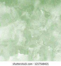 Green ink and watercolor textures on white paper background. Paint leaks and ombre effects. Hand painted abstract image. 库存插图