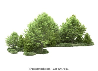 Green landscape isolated on white background. 3d rendering - illustration - Powered by Shutterstock