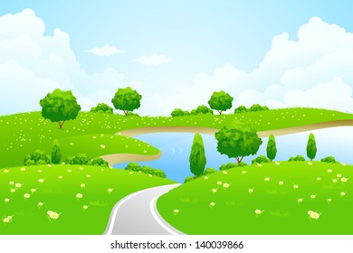 Nature Sunlight Flat Vector Illustration Stock Vector (Royalty Free ...