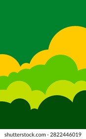 Green Layered Abstract Cloud Background with Paper Cut Style