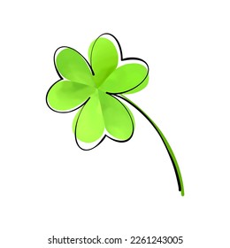 Green leaf shamrock. Three leaves clover. St.Patrick's symbol. Isolated. Ireland Holiday. Digital illustration on white.  - Shutterstock ID 2261243005