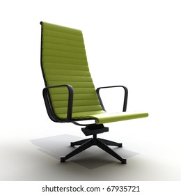 Green Leather Chair Isolated On