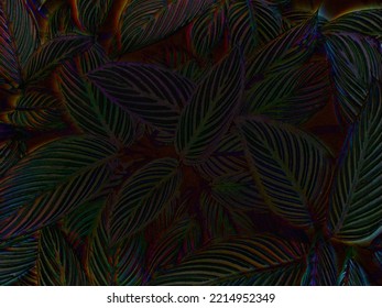 Green leaves dark background 
