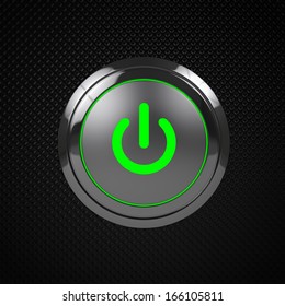 Green LED power button on black background