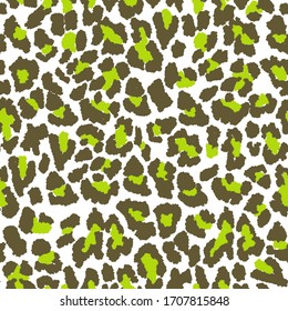 Green Leopard Skin Seamless Pattern. 