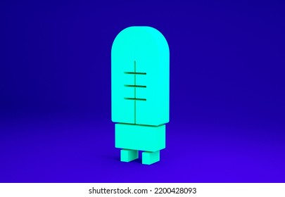 Green Light Emitting Diode Icon Isolated On Blue Background. Semiconductor Diode Electrical Component. Minimalism Concept. 3d Illustration 3D Render.