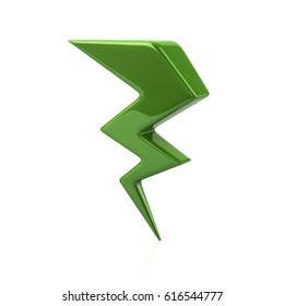 Green lightning icon 3d illustration isolated on white background