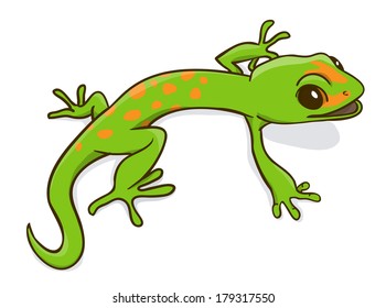 Green Little Cartoon Gecko Illustration Stock Illustration 179317550 ...