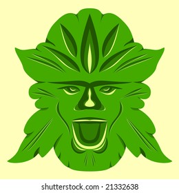 The Green Man, Ancient Pagan Spirit Of Woods And Forests, In Spring Colors.