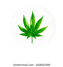 Green Marijuana Leaf Digital Painting