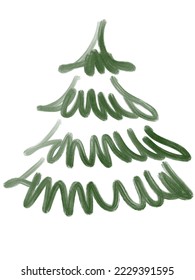 Green minimal linear Christmas tree drawing