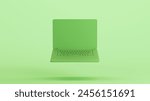 Green mint laptop notebook computer internet keyboard office communication background 3d illustration render digital rendering