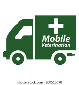 Green Mobile Veterinarian Icon Or Label Isolated On White Background