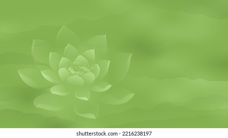 Green Monochromatic Color Scheme Background Or Wallpaper With Green Lotus.