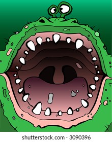 A green monster opens his gigantic mouth. (also available in vector format)
