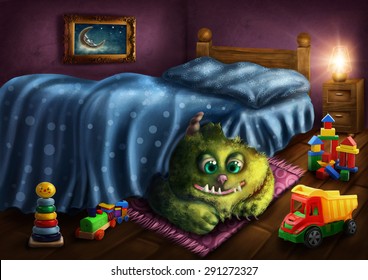 Green monster under the bed