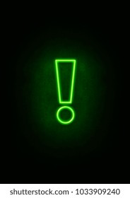 Green Neon Exclamation Mark Sign