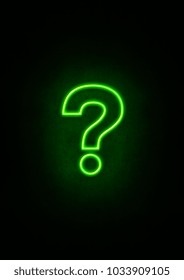 Green Neon Question Mark Sign