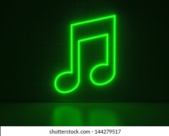 Green Neon Sign Form Music Note Stock Illustration