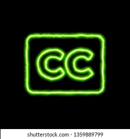 Green Neon Symbol Closed Captioning  