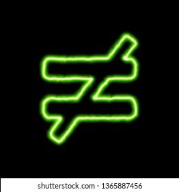 Green Neon Symbol Not Equal  