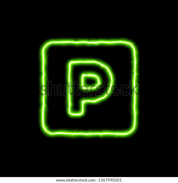green neon symbol parking \
