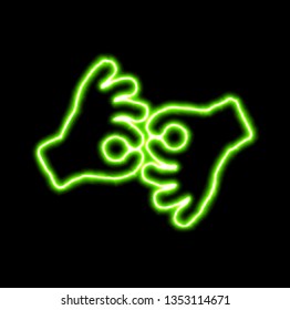 Green Neon Symbol Sign Language Interpreting  