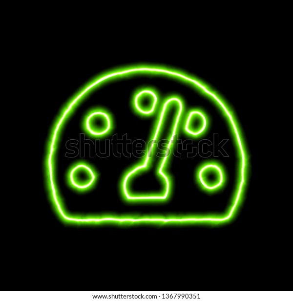 green neon symbol speedometer \
