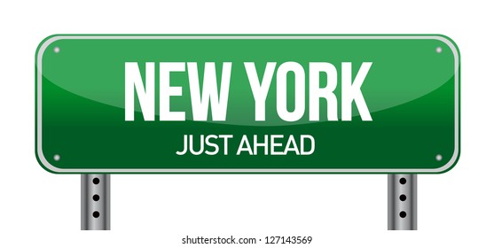 green New york, USA street sign illustration design over white