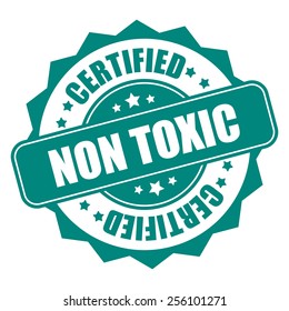 green non toxic certified icon, tag, label, badge, sign, sticker isolated on white