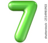 Green Number 7 3d Rendering With White Background