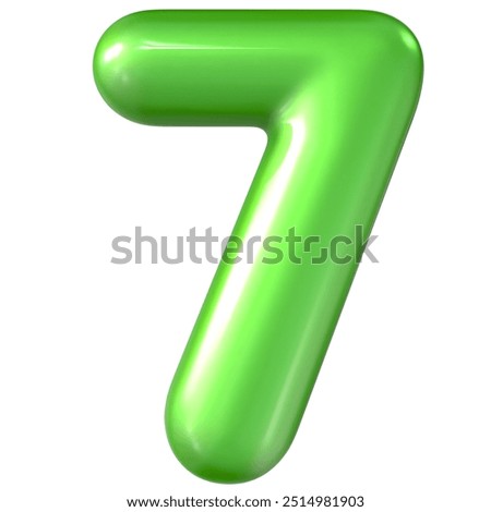 Green Number 7 3d Rendering With White Background