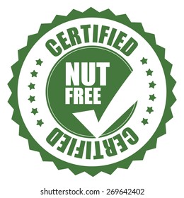 green nut free certified sticker, tag, sign, icon, label isolated on white