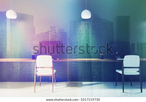Green Office Interior Loft Window White Stock Illustration