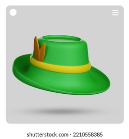 Green Oktoberfest Hat 3d Illustration