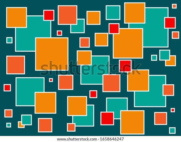 Green Orange Color Squares Overlap Wallpaper Stock Illustration