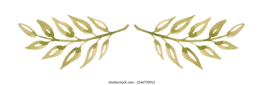 Green Painted Leaves For Design, Watercolour Paint, Nature Motifs