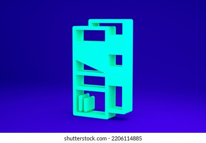 Green Pantone Palette Book Swatch Paint Icon Isolated On Blue Background. Rainbow Pantone Paint Table. Minimalism Concept. 3d Illustration 3D Render.