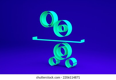 Green Paper Roll Of A Printing Press Icon Isolated On Blue Background. Minimalism Concept. 3d Illustration 3D Render.