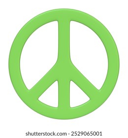 Green peace symbol isolated on a white background, representing global peace, unity, and nonviolence. 3D icon, sign and symbol. Front view. 3D render illustration - Powered by Shutterstock