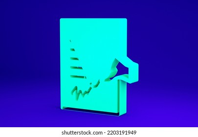 Green Petition Icon Isolated On Blue Background. Minimalism Concept. 3d Illustration 3D Render.