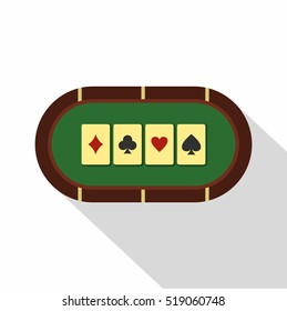 Green Poker Table Icon. Flat Illustration Of Poker Table  Icon For Web Isolated On White Background