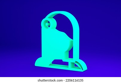 Green Portrait Of Spanish Woman Icon Isolated On Blue Background. Minimalism Concept. 3d Illustration 3D Render.