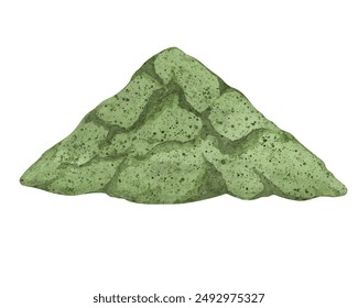 Green powder clipart featuring a detailed, textured green mound. Watercolor illustration for health-related projects, natural product branding, wellness merchandise and educational materials. - Powered by Shutterstock