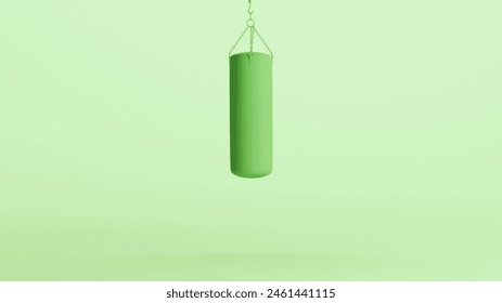 Green punch bag punching bag boxing gym fitness padded soft tones mint background 3d illustration render digital rendering	
 - Powered by Shutterstock