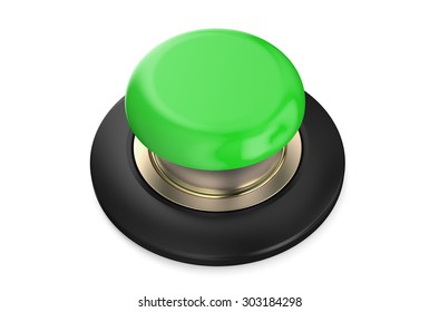 Green Push Button Isolated On White Background