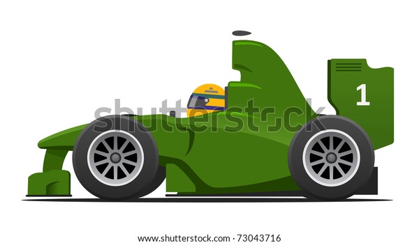 Green racing formula 1 car illustration - see\
vector in\
portfolio