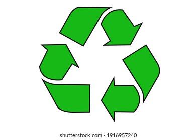 Green recycle sign isolated on a white background. PNG file with transparent background