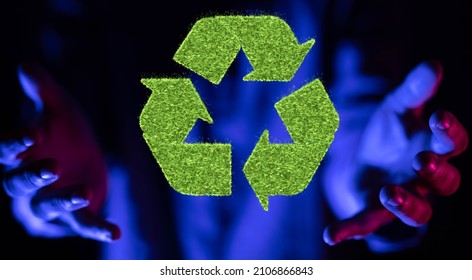 Green Recycle Sign, Three Arrows 3D